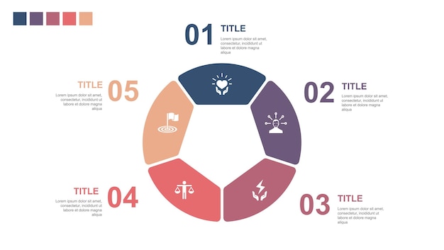 Vector mvo verantwoordelijkheid duurzaamheid ethiek doel pictogrammen infographic lay-out ontwerpsjabloon creatief presentatieconcept met 5 stappen