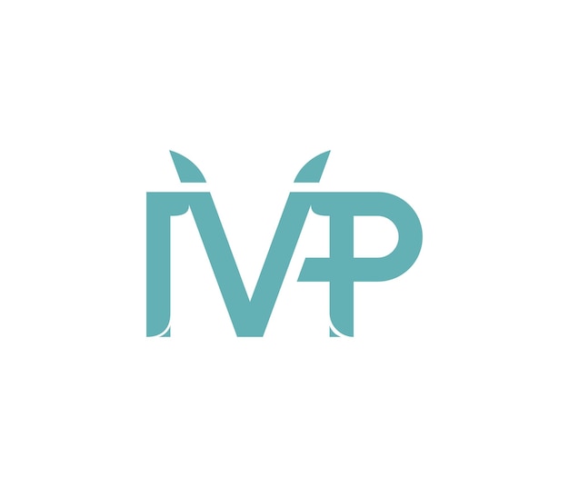 MVP letter logo design with negative space concept MVP letters connected