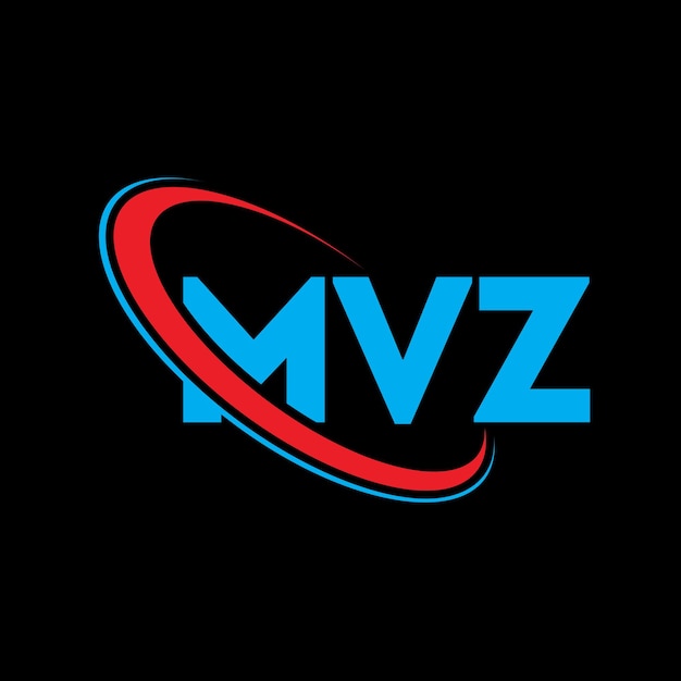 MVZ のロゴMVZ の文字MVZの文字MVZ のデザインMVZ ロゴのイニシャル円と大文字のモノグラムMVZ タイポグラフィーMVZ テクノロジービジネスと不動産ブランド