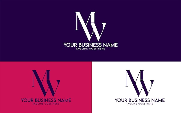 Дизайн логотипа MW стильная буква M и дизайн логотипа W