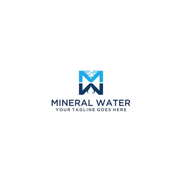 Modello di design del logo mw minerale e acqua