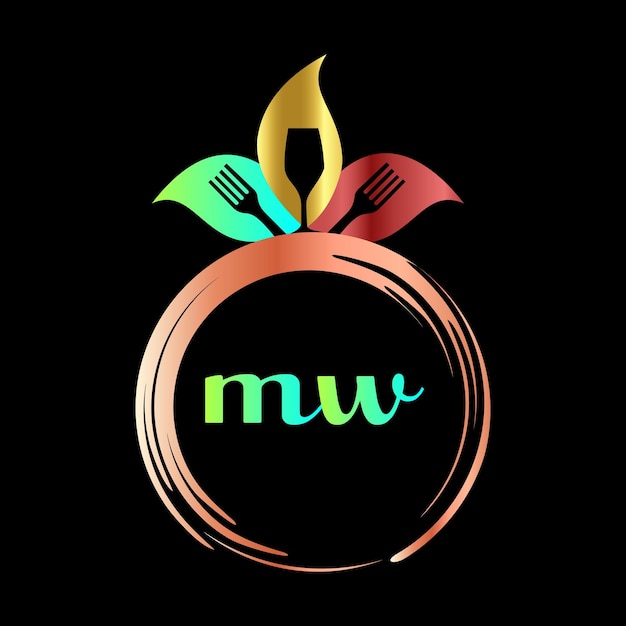Mw monogram design абстрактный изолированный ресторанный векторный шаблон свежих продуктов