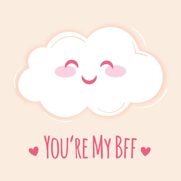 My BFF cute cloud friendship day flat vector design