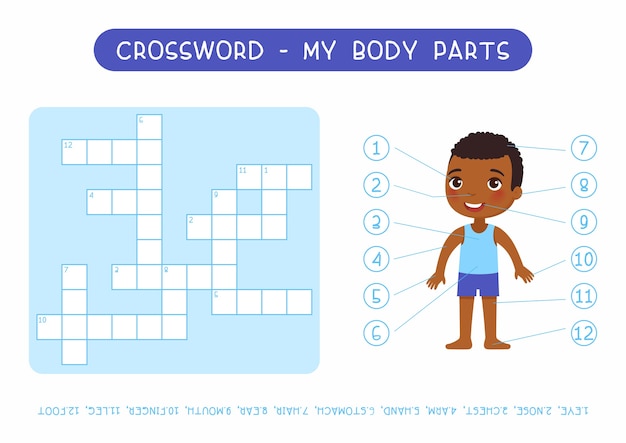 My body parts crossword  template