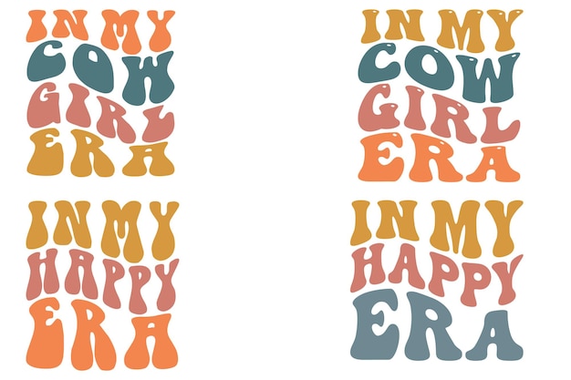 In my cowgirl era in my happy era retro wavy SVG bundle Tshirt