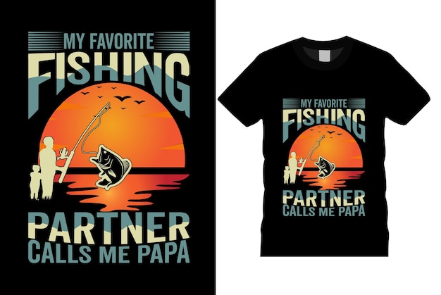 my favorite fishing partner calls me papa Trendy Classicvintage joystick vector tamplate