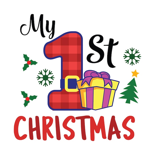 Premium Vector My first christmas ornament baby decoration