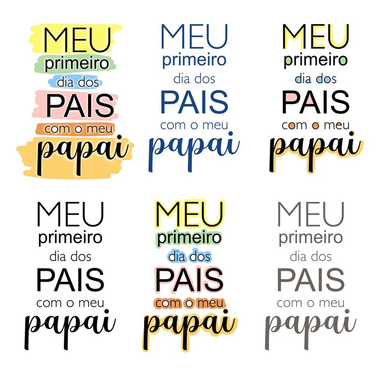 Vector my first father's day with my dad art with phrase in portuguese