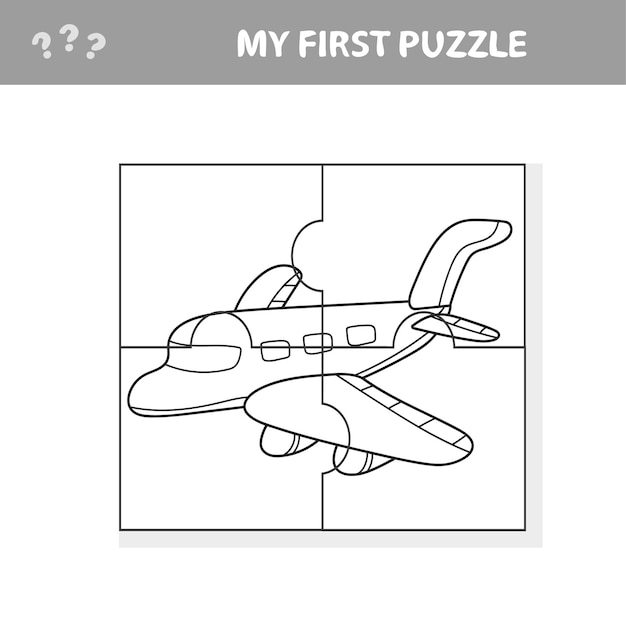 내 첫 번째 퍼즐과 색칠 공부 - 비행기. 워크시트. 어린이 미술 게임