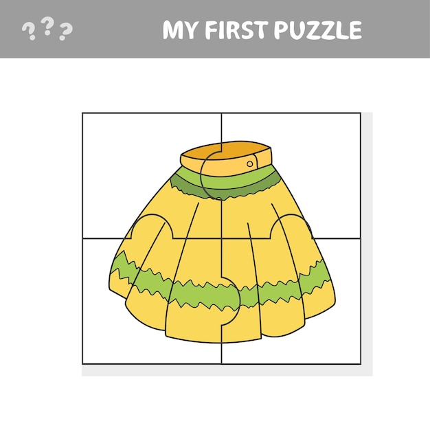어린이 교육 워크시트를 위한 만화 치마 쉬운 게임이 있는 내 첫 번째 퍼즐