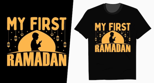 My First Ramadan Mubarak Typography Tshirt Design