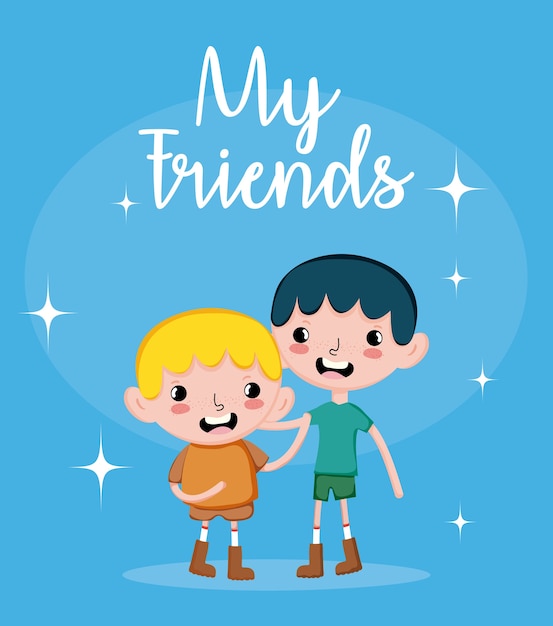 Vector my friends cute boys cartoons