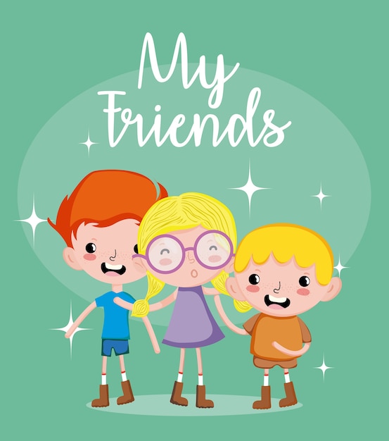 Vector my friends cute cartoons vector illustration graphic design