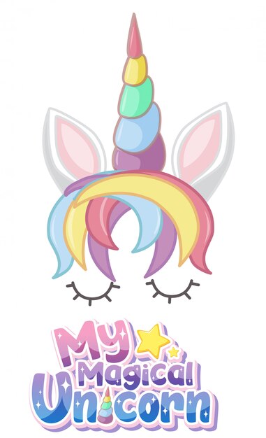 Il mio magico logo unicorno in colore pastello con unicorno carino