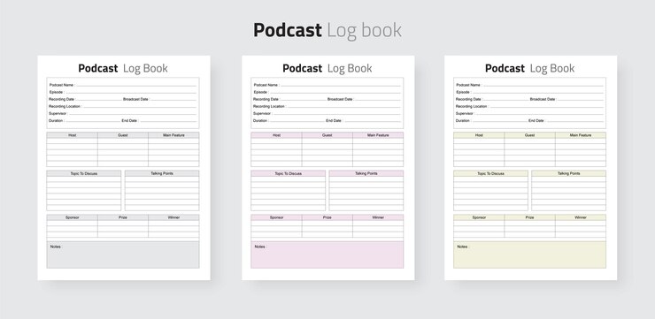 Vector my podcast planner journal planner