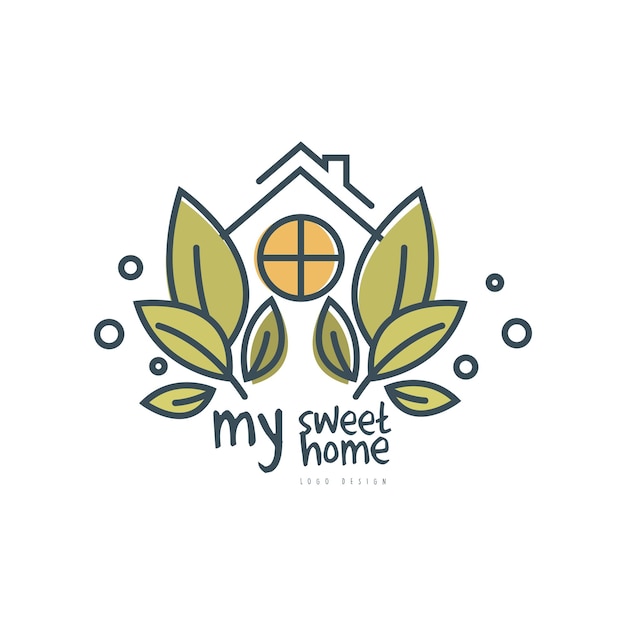 Vettore my sweet home logo modello design eco friendly casa concetto vettoriale illustrazione isolato su sfondo bianco