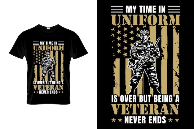 Vettore il mio tempo in uniforme è finito, ma essere un veterano non finisce mai. patriotic us army orgoglioso veterano americano del 4 luglio tshirt