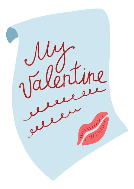 Vector my valentine letter with kiss sign funny romantic element