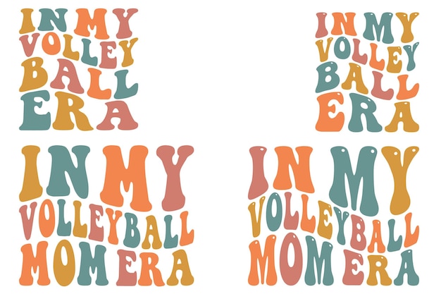 In my volleyball era in my volleyball mom era retro wavy SVG bundle Tshirt designs