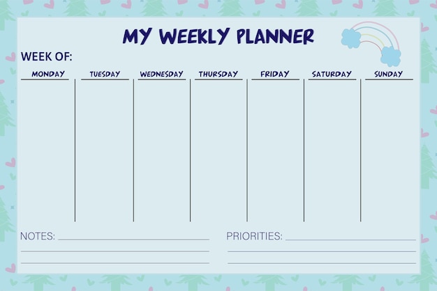 My weekly planner cute notebook for kids