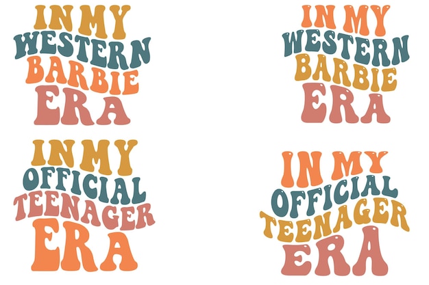 내 서부 바비 시대 내 공식 십대 시대 복고풍 물결 모양 SVG 번들 티셔츠