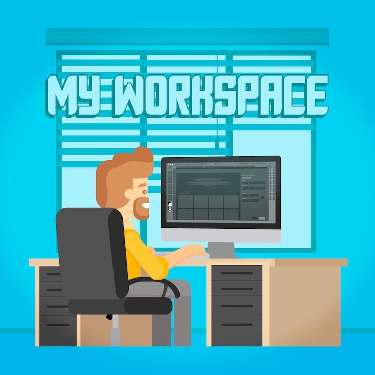 Vector my workspace background blue