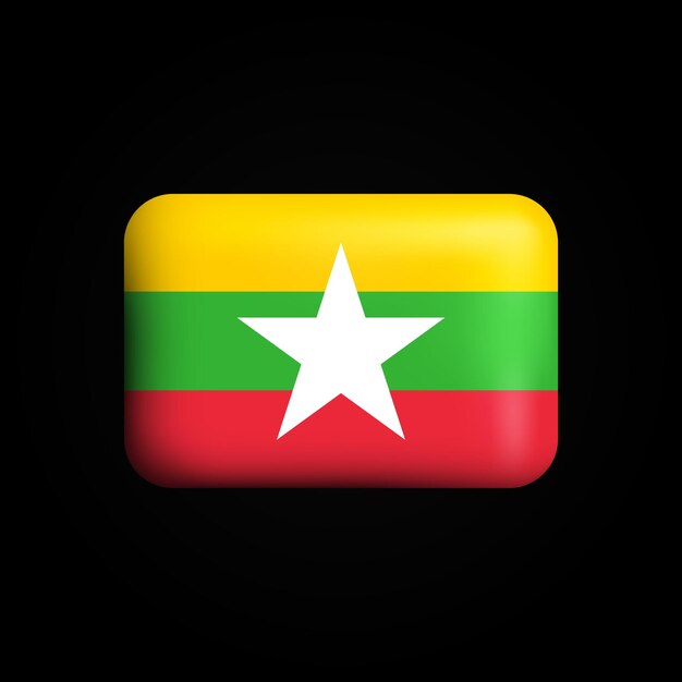 Myanmar flag 3d icon national flag of myanmar