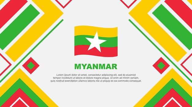 Bandiera del myanmar abstract background design template banner del giorno dell'indipendenza del myanmar wallpaper vector illustration bandiera del myanmar