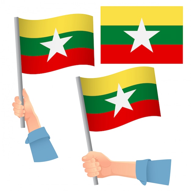 Bandiera del myanmar in mano insieme