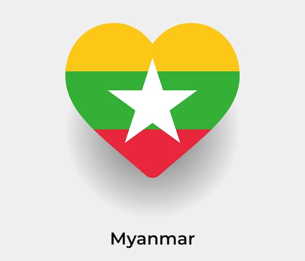 Myanmar flag heart shape icon vector illustration