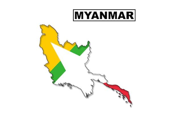 Myanmar flag map in vector