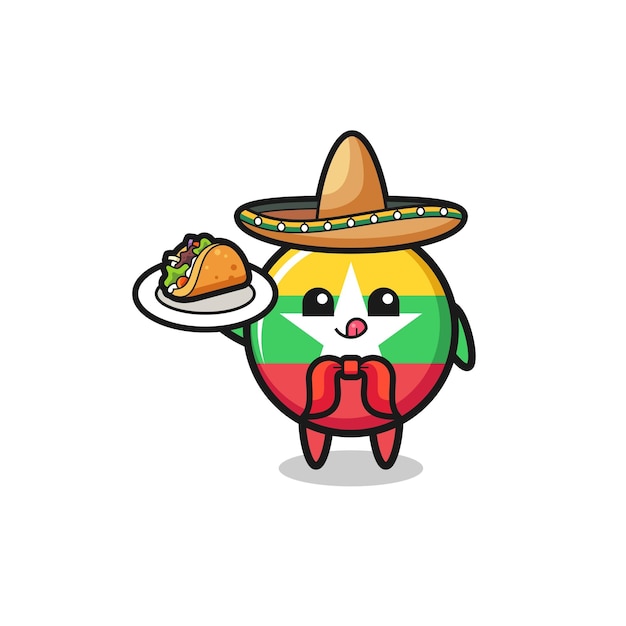 myanmar flag Mexican chef mascot holding a taco
