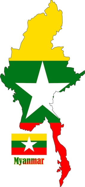 Myanmar Map and Flag