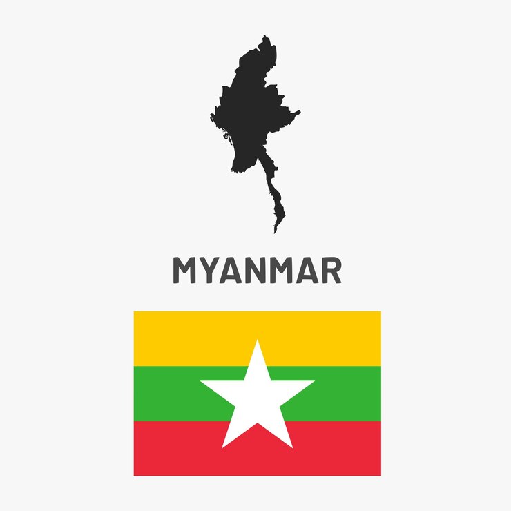 Myanmar Map and Flag