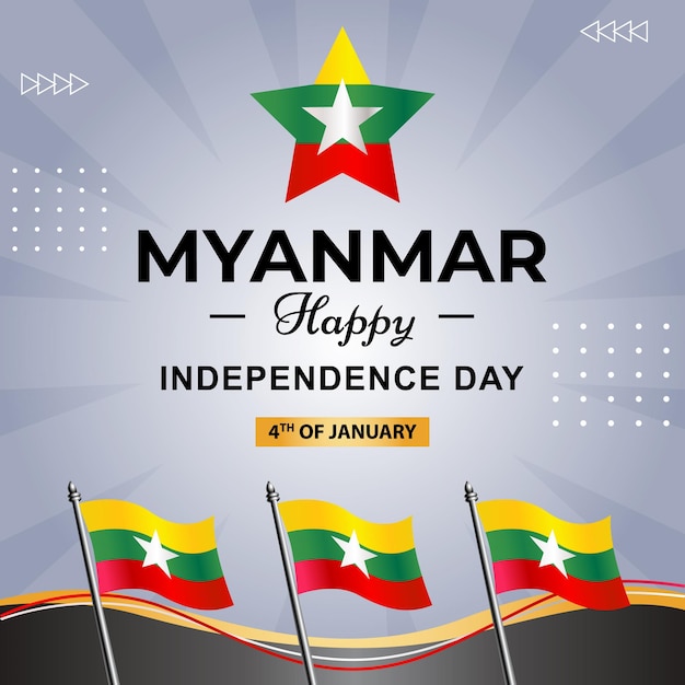 Vector myanmar poster banner for independence day