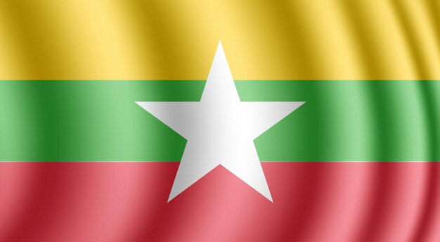 myanmar realistic wavy flag vector background design