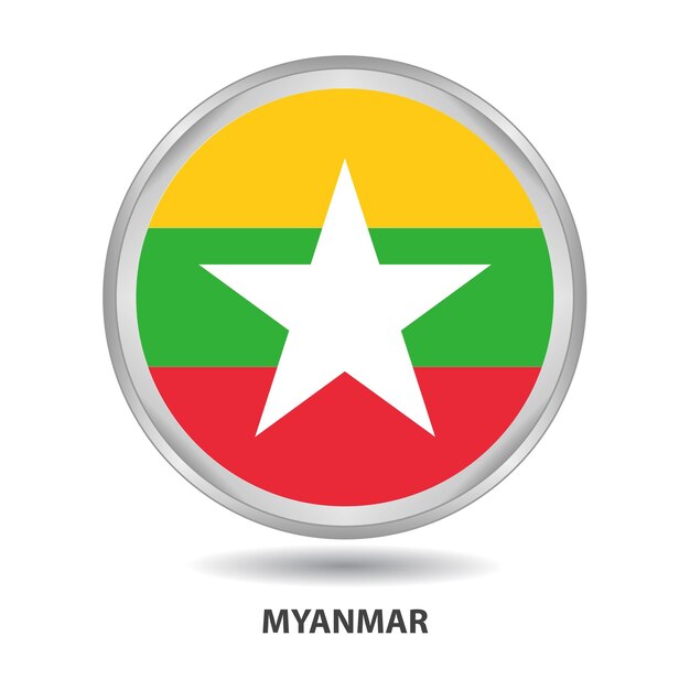 Myanmar round flag design is used as badge, button, icon, wall painting