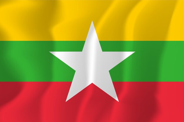 myanmar waved flag illustration vector background
