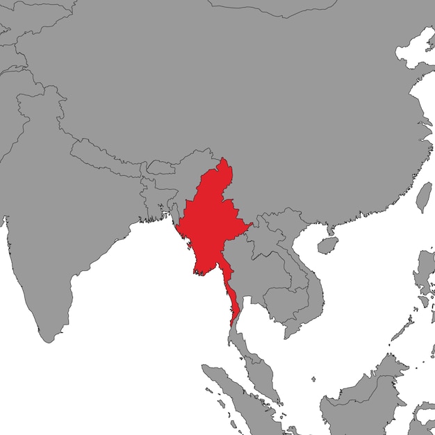 Myanmar sulla mappa del mondo illustrazione vettoriale