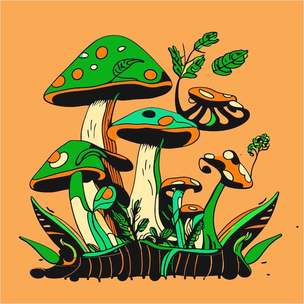 Premium Vector | Mycology meets boho art