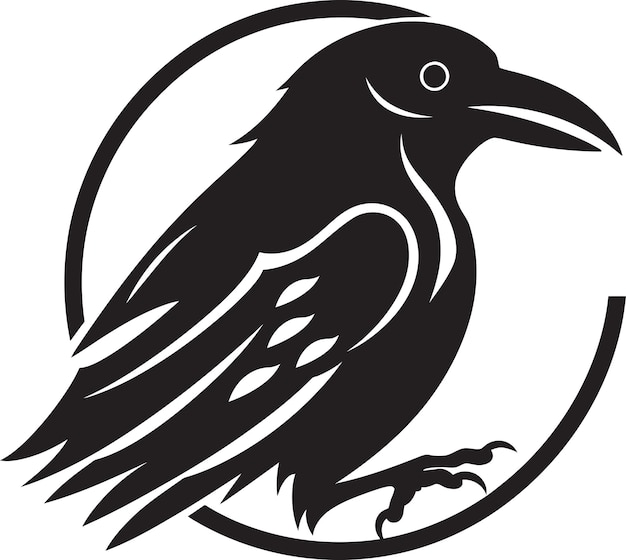 Premium Vector | Mysterious black raven emblem modern raven silhouette logo