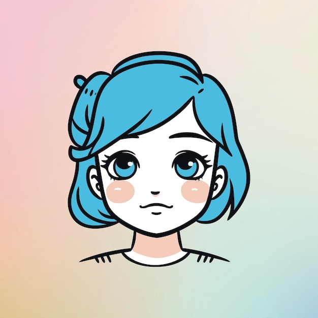 Vector mysterious blue haired persn with blurred face