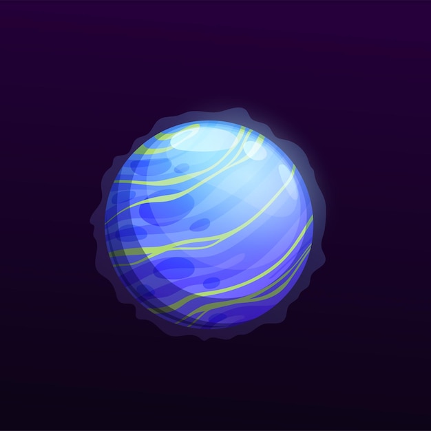 Vector mysterious blue space planet game ui cartoon icon