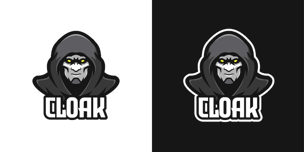 Mysterious cloaked man mascot character logo template