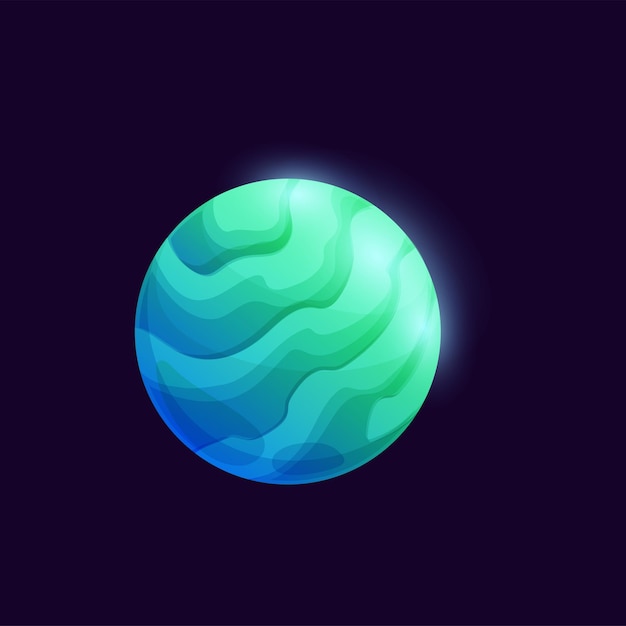 Mysterious green space planet vector glow sphere