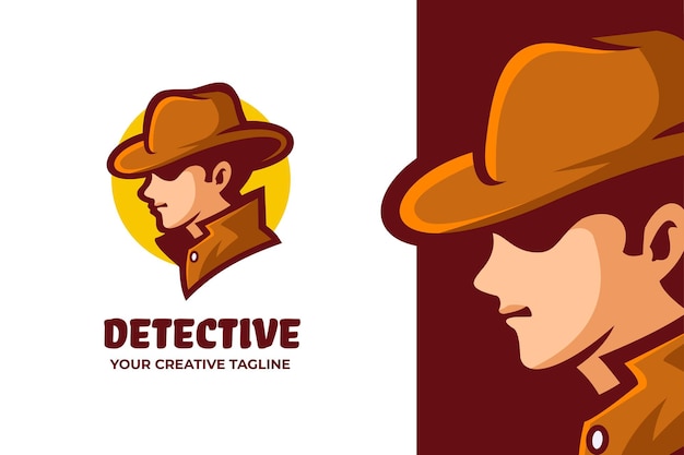 Logo della mascotte dell'uomo misterioso detective