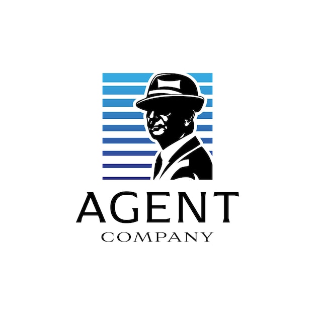 Mysterious man logo incognito agent man with black hat logo design template