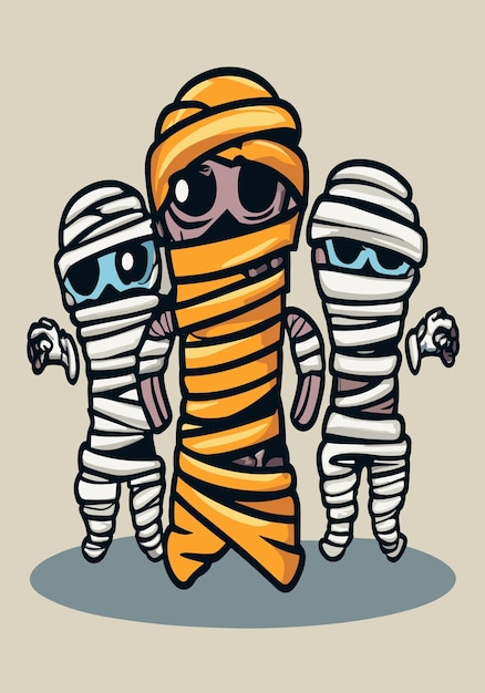 Vector mysterious mummies 2d vector design