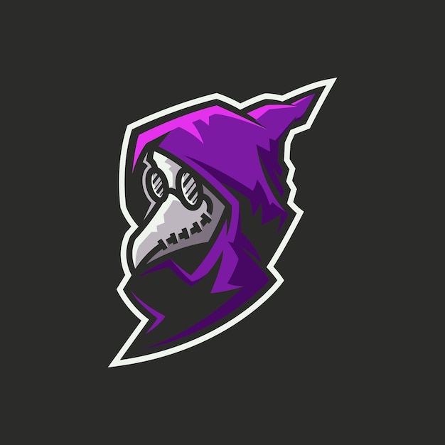 Vector mysterious person character logo wearing crow mask