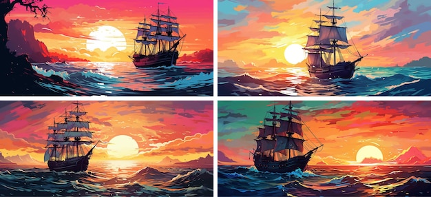 Таинственная картина живопись блеск пастель морской пейзаж полотно свечение художник корабль эскиз творчество масло